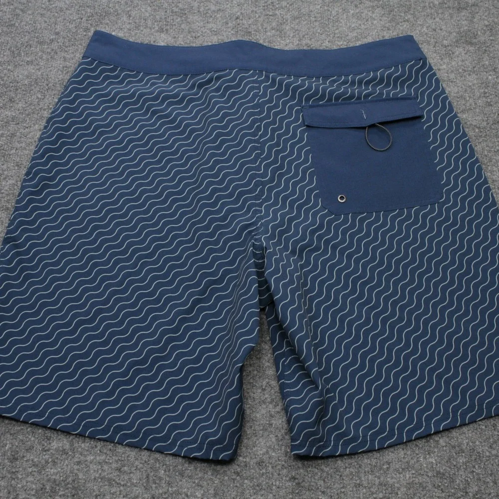 United By Blue Mens Size 36 Navy Wave Print Quick Dry Board Shorts Swim Trunks